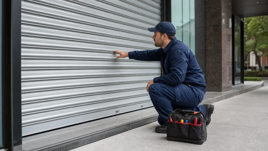 Dépannage professionnel d'un rideau métallique de commerce